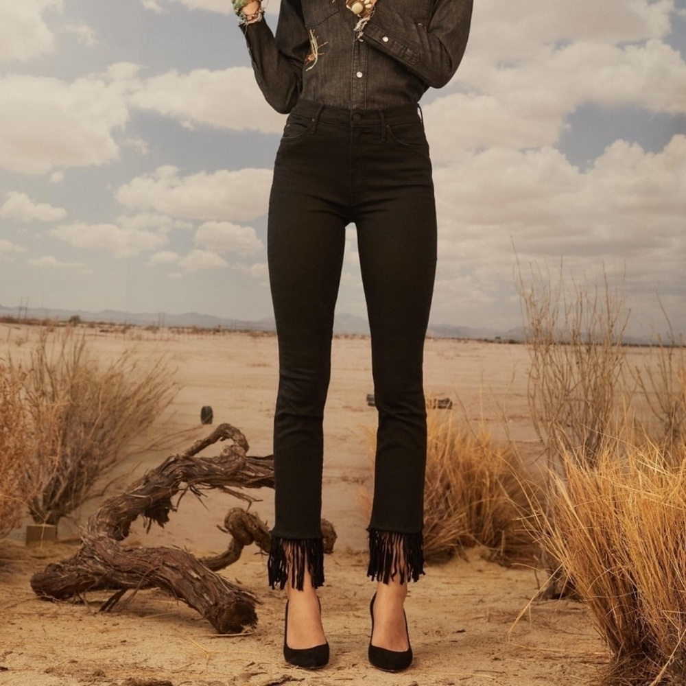 Mother Rascal The Whip Fringe Hem Denim Jeans Sz 27 NEW